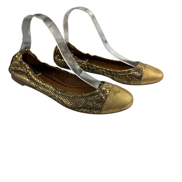 Tory Burch York Metallic Roccia Powder Suede Ballet Flat size 9 - Picture 1 of 10